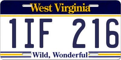 WV license plate 1IF216