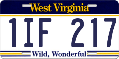WV license plate 1IF217