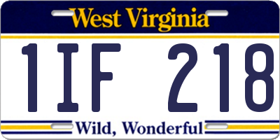 WV license plate 1IF218
