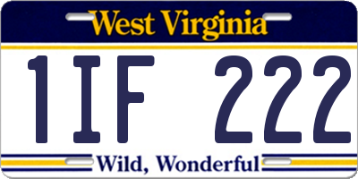 WV license plate 1IF222