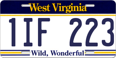 WV license plate 1IF223