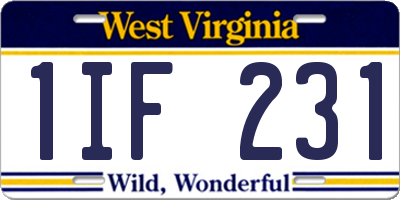 WV license plate 1IF231