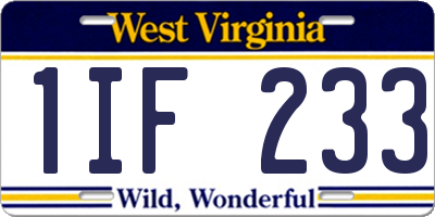 WV license plate 1IF233