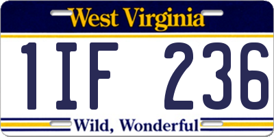 WV license plate 1IF236