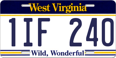 WV license plate 1IF240