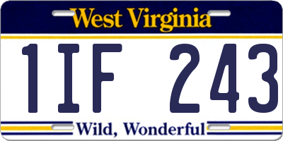 WV license plate 1IF243