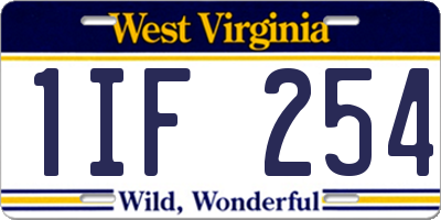 WV license plate 1IF254