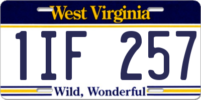WV license plate 1IF257