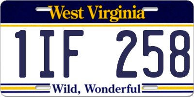 WV license plate 1IF258
