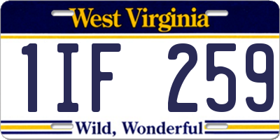 WV license plate 1IF259