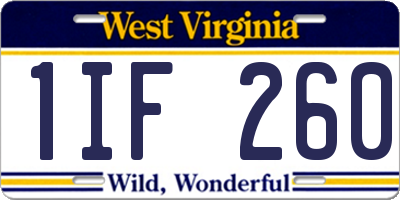 WV license plate 1IF260