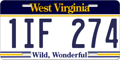 WV license plate 1IF274