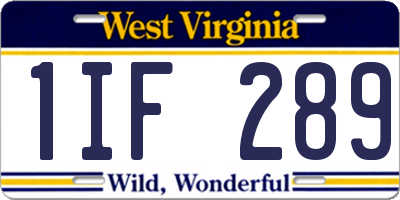 WV license plate 1IF289