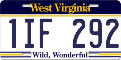 WV license plate 1IF292