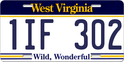 WV license plate 1IF302