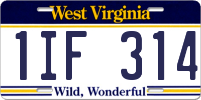 WV license plate 1IF314
