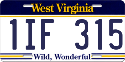 WV license plate 1IF315