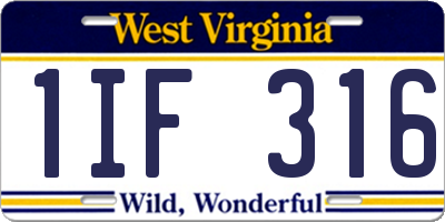WV license plate 1IF316