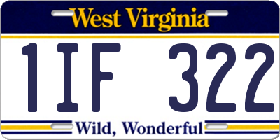 WV license plate 1IF322