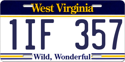 WV license plate 1IF357