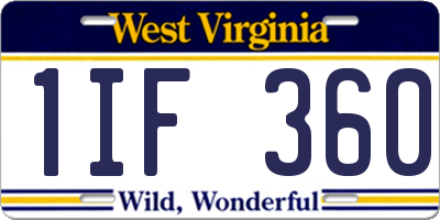 WV license plate 1IF360