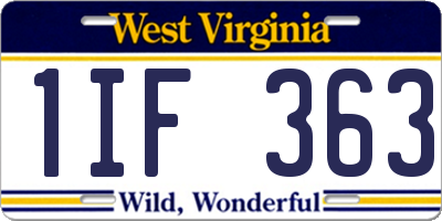 WV license plate 1IF363