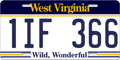 WV license plate 1IF366