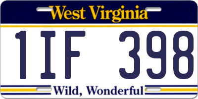 WV license plate 1IF398