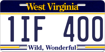WV license plate 1IF400