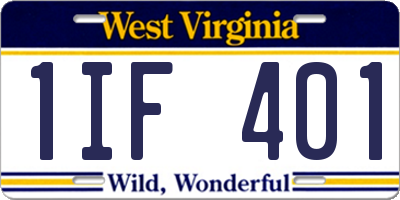 WV license plate 1IF401