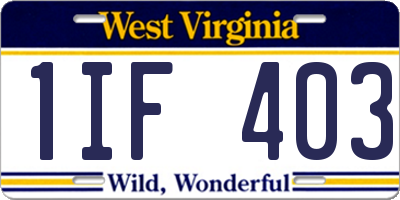 WV license plate 1IF403