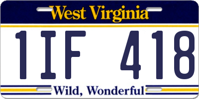 WV license plate 1IF418