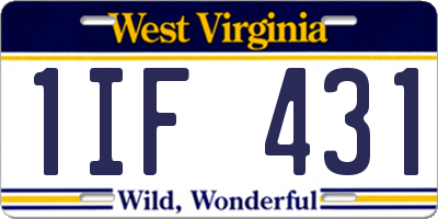 WV license plate 1IF431
