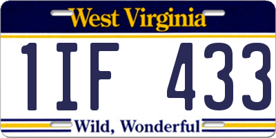 WV license plate 1IF433