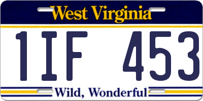 WV license plate 1IF453