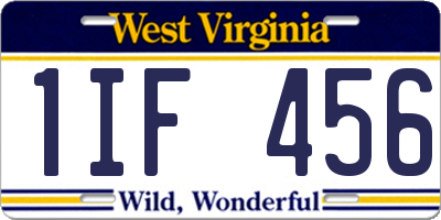 WV license plate 1IF456