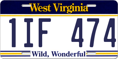 WV license plate 1IF474