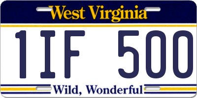 WV license plate 1IF500
