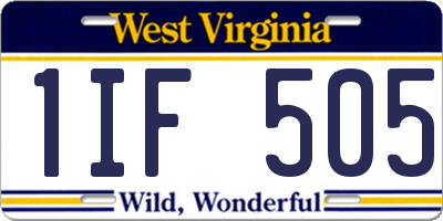 WV license plate 1IF505