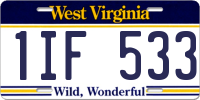 WV license plate 1IF533
