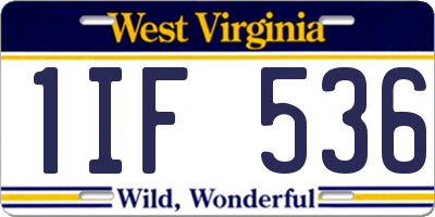 WV license plate 1IF536