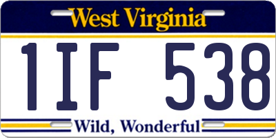 WV license plate 1IF538