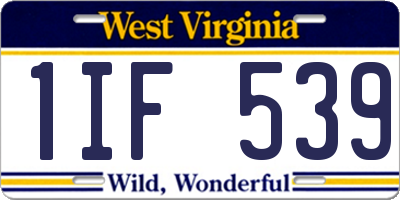 WV license plate 1IF539