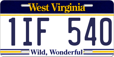 WV license plate 1IF540
