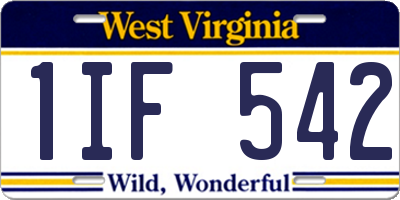 WV license plate 1IF542