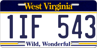 WV license plate 1IF543