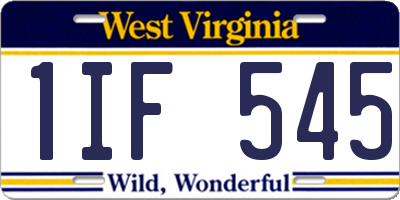 WV license plate 1IF545