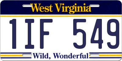 WV license plate 1IF549