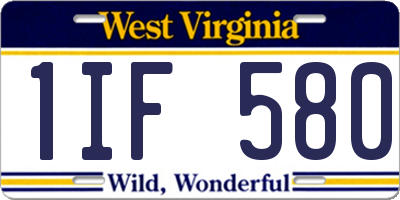 WV license plate 1IF580