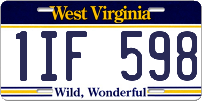 WV license plate 1IF598